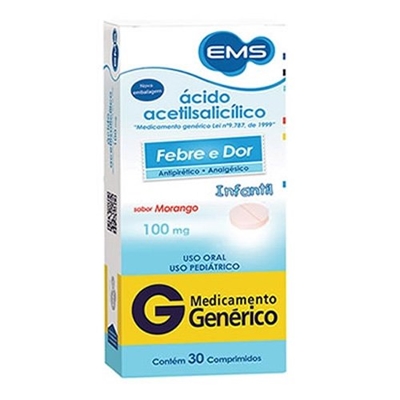 Ácido Acetilsalicílico 100mg 30 Comprimidos EMS