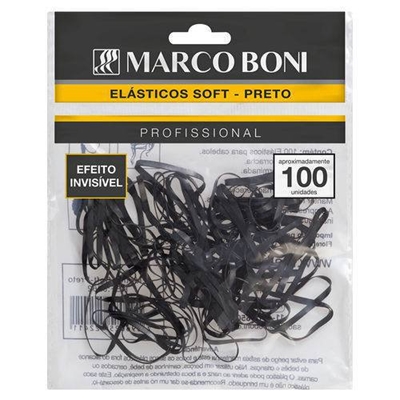 Elástico para Cabelo Marco Boni Soft Preto 100 Unidades