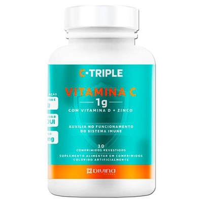 C-Triple Vitamina C 1g + Zinco 10mg + Vitamina D 400UI 30