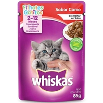 Sachê Whiskas Gato Filhote Carne 85g (MP)