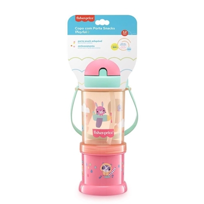 Copo Com Porta Snack Acoplado Fisher-Price Rosa - BB1013