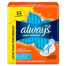 Absorvente Always Super Proteção Seca com Abas 32 Unidades