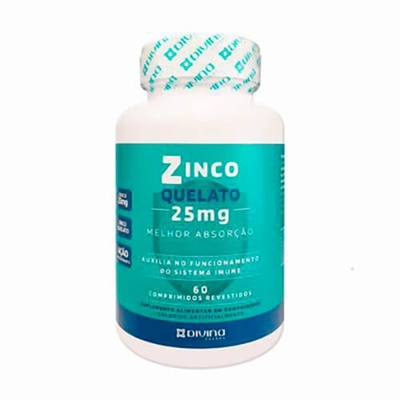 Zinco Quelato 25mg com 60 Comprimidos Divina