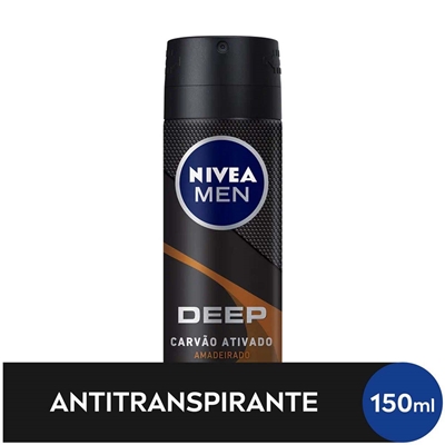 Desodorante Aerosol Antitranspirante Nivea Men Deep Amadeirado Carvão Ativado 150ml