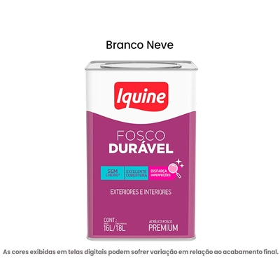 Tinta Acrilica Iquine Premium Fosco-Aveludado 18L Fosco Duravel Branco Neve (MP)