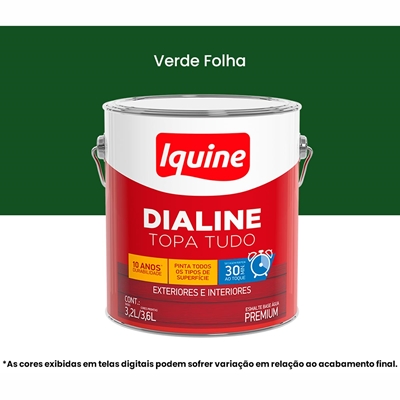 Tinta Esmalte Iquine A Base Dagua Premium Alto Brilho 3,2L Dialine Topa Tudo 034 Verde Folha (MP)