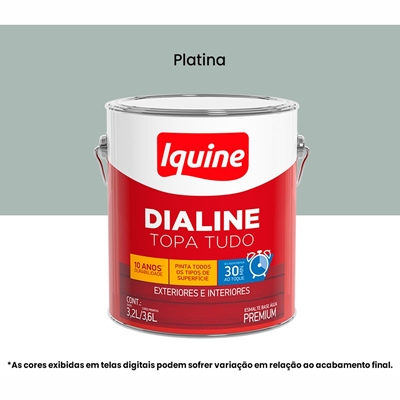 Tinta Esmalte Iquine A Base Dagua Premium Alto Brilho 3,2L Dialine Topa Tudo 006 Platina (MP)