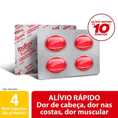 Ibuflex 400mg Cartela 4 Cápsulas