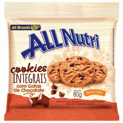 Cookies Integrais Com Gotas De Chocolate AllNutri 80g