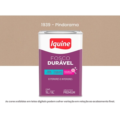 Tinta Acrílica Iquine Premium Fosco-Aveludado 16 Litros Fosco Durável 1939 Pindorama (MP)