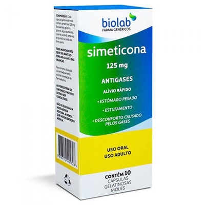 Simeticona 125mg 10 Cápsulas Gelatinosas Moles Biolab