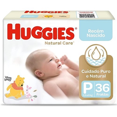 Fralda Huggies Natural Care Tamanho P 36 Unidades