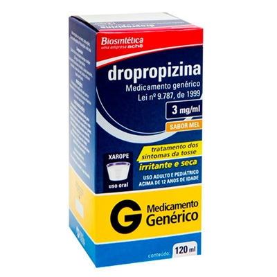 Dropropizina 3mg/mL Xarope 120mL+ Copo Dosador Biosintética Genérico