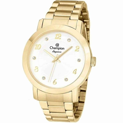 Relógio Feminino Champion Analógico Pulseira de Aço Dourado - CN26573H