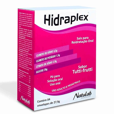 Hidraplex Sais Para Reidratação Oral 4 Envelopes Sabor Tutti-Frutti  Natulab Similar