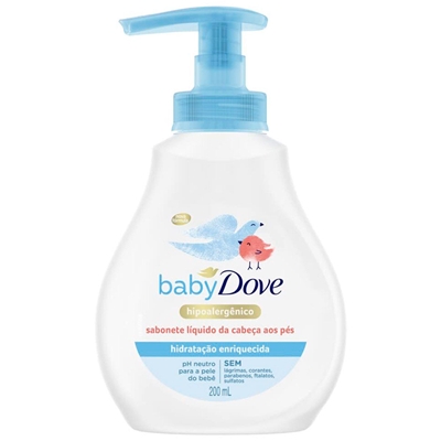 Sabonete Líquido Baby Dove Hidratação Enriquecida Da Cabeça aos Pés 200ml