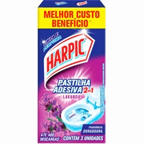 Pastilha Adesiva Sanitária Harpic 2em1 Lavanda 9g