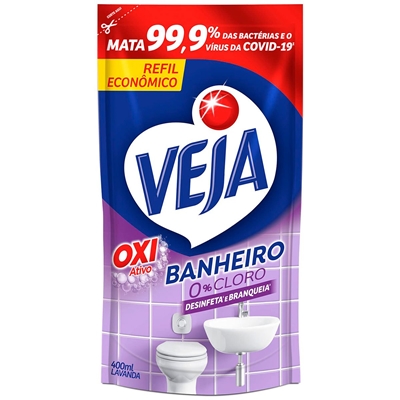 Desinfetante Branqueador Veja Banheiro Antibac Oxi Ativo Lavanda Refil 400ml