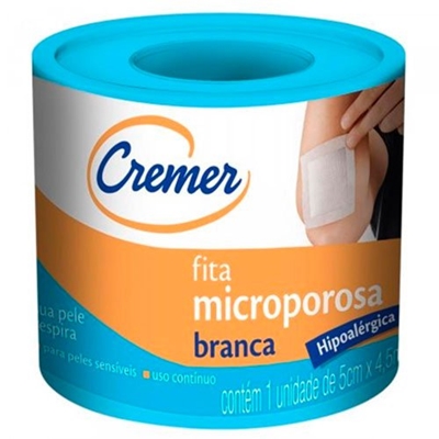 Fita Microporosa Cremer Hipoalérgica Branca 5cm x 4,5m