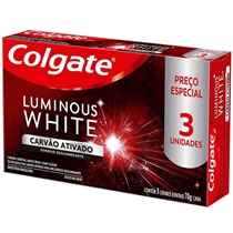 Creme Dental Colgate Luminous White Carvão Ativado 3 Unidades 70g Cada