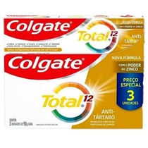 Creme Dental Colgate Total 12 Anti Tártaro 3 Unidades 90g Cada