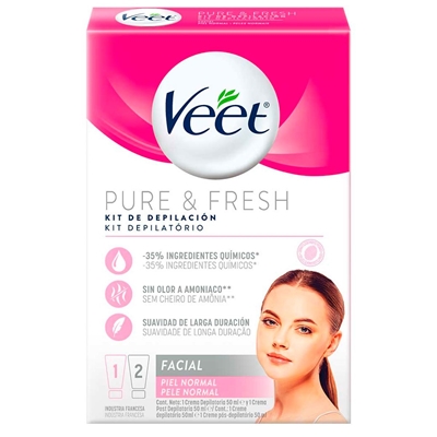 Kit De Depilação Facial Veet Pure & Fresh Creme 50ml + Creme Pós-Depilatório 50ml