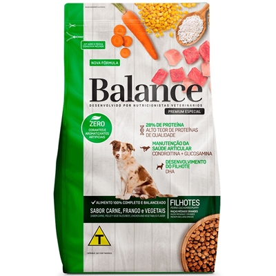 Ração Balance Premium Especial Cães Filhote Raças Médias e Grande Carne 900g (MP)