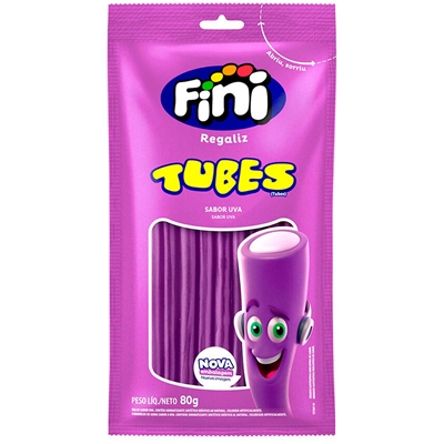 Balas de Gelatina Fini Tubes Uva 80g