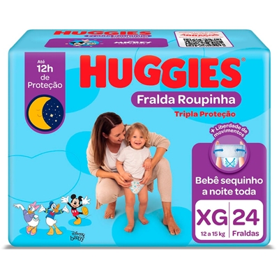 Fralda Infantil Huggies Tripla Proteção Mega Tamanho XG 24 Unidades