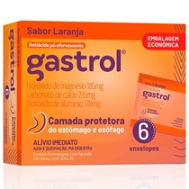 Gastrol 185+235+178mg Pó Efervescente 6 Envelopes Sabor Laranja  Brainfarma