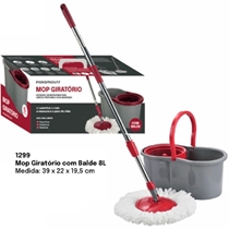 Mop Giratório Paramount 8 Litros Cinza E Vermelho 1299