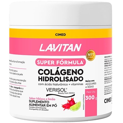 Lavitan Colágeno Verisol  300g Sabor Hibisco e Limão