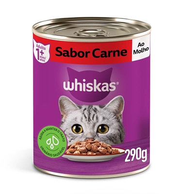 Ração Úmida Whiskas Gato Adulto Carne ao Molho Lata 290g (MP)