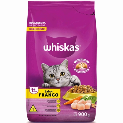 Ração Whiskas Gatos Adulto Frango 900g (MP)