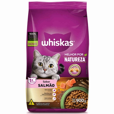 Ração Whiskas Gatos Adulto Natureza Salmão 900g (MP)