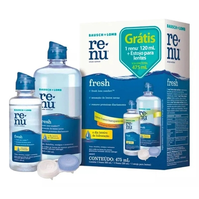 Kit Renu Fresh Solução Para lentes 355+120mL+ Estojo Para Lentes Bausch& Lomb