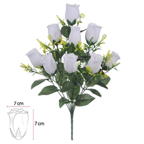 Buquê Rosa Artificial Florarte Botão Aveludado X9 43cm Branco (MP)