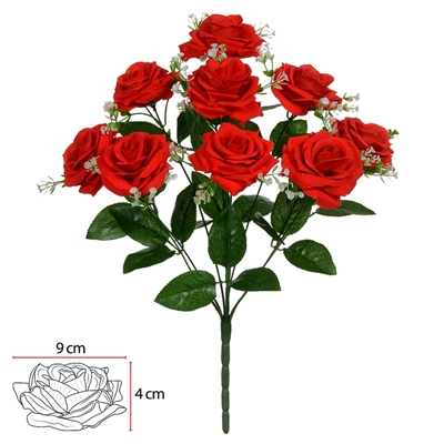 Rosa Artificial Florarte 28cm Triangular Aveludada Vermelho (MP)