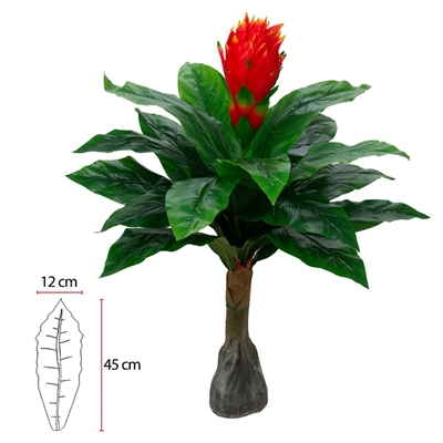 Planta Artificial Bromélia Florarte 91cm Vermelho (MP)