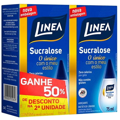 Adoçante Líquido Linea Sucralose 75ml 2 Unidades - Desconto 50% na Segunda Unidade