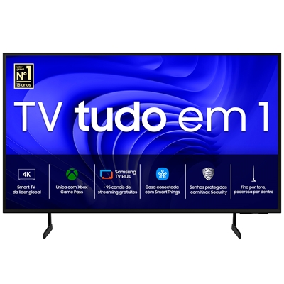 Smart TV 65" Samsung UHD 4K Gaming Hub Controle SolarCell Alexa Built in Preto 65DU7700