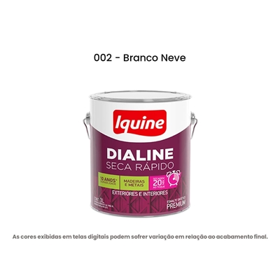 Tinta Esmalte Iquine Sintético Premium Alto Brilho 3L Dialine Seca Rápido Branco Neve (MP)