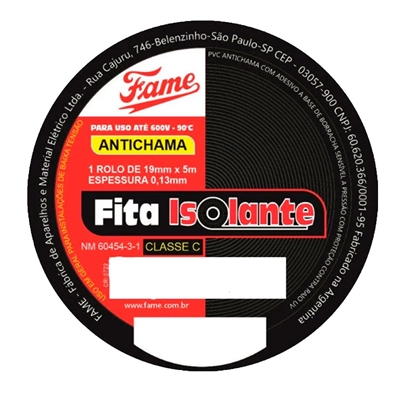 Fita Isolante Fame Antichama 19mmx05m Preto (MP)