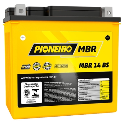 Bateria Moto AGM/VRLA Pioneiro MBR 14 BS 12V 13AH (MP)