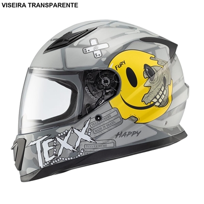 Capacete Texx Fechado Hawk Fury Cinza 58 (MP)