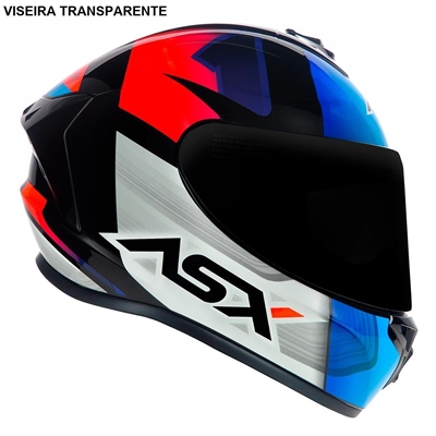 Capacete Asx Draken Preto Azul Vermelho 64 (MP)