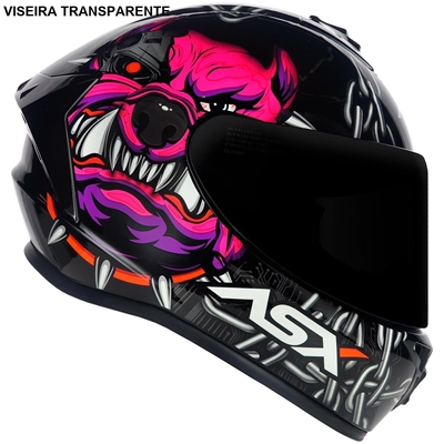 Capacete Asx Draken Preto Rosa 60 (MP)