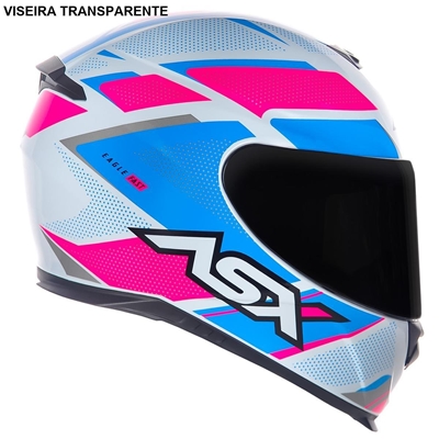 Capacete Asx Eagle Branco Rosa Azul 60 (MP)