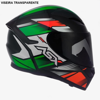 Capacete Asx City Preto Vermelho Verde 60 (MP)