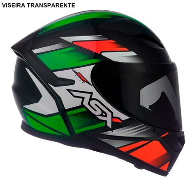 Capacete Asx City Preto Vermelho Verde 62 (MP)